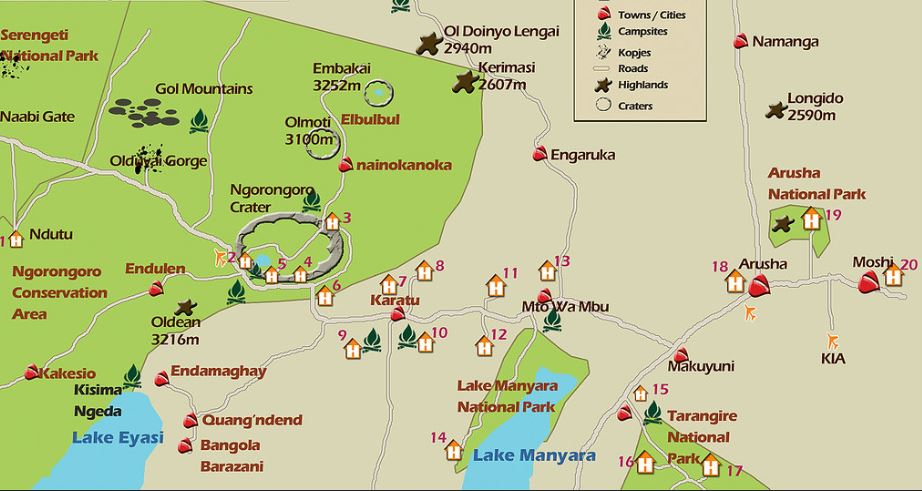 ngorongoro map
